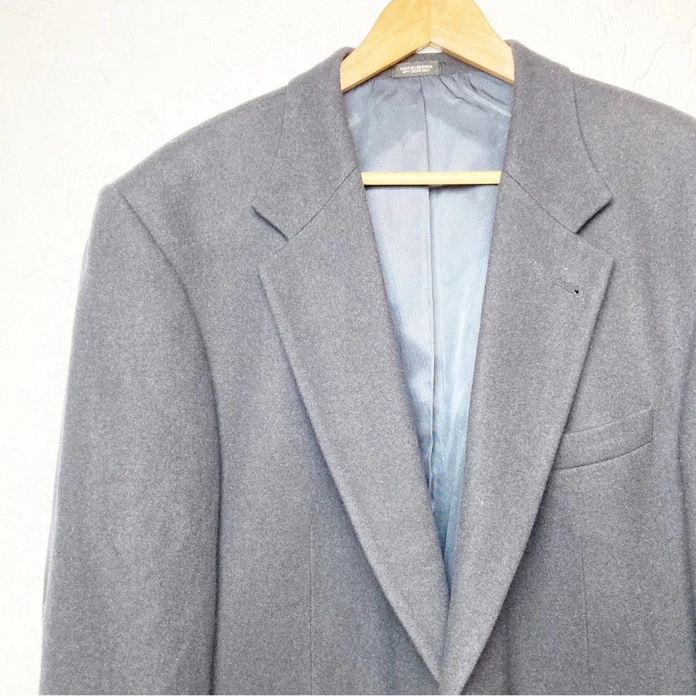 Oscar de la Renta cashmere blend wool suit sport jacket blazer 46R navy blue